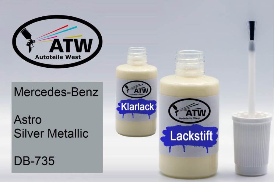 Mercedes-Benz, Astro Silver Metallic, DB-735: 20ml Lackstift + 20ml Klarlack - Set, von ATW Autoteile West.